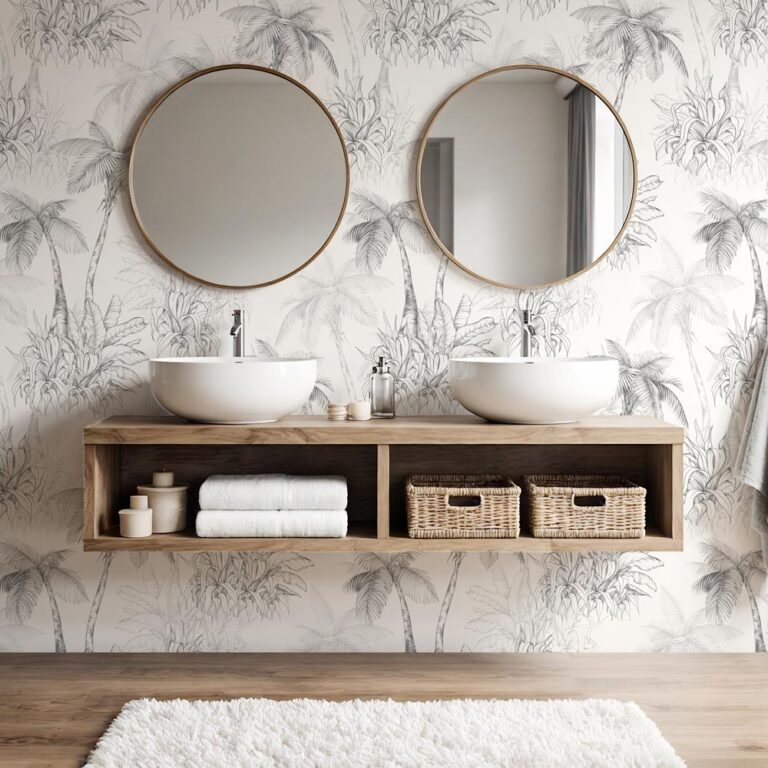 Badkamer behang Palmboom patroon