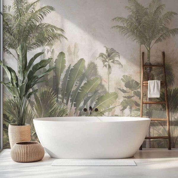 Badkamer behang - Behang voor badkamer - Badkamer behang Palmbomen in de jungle
