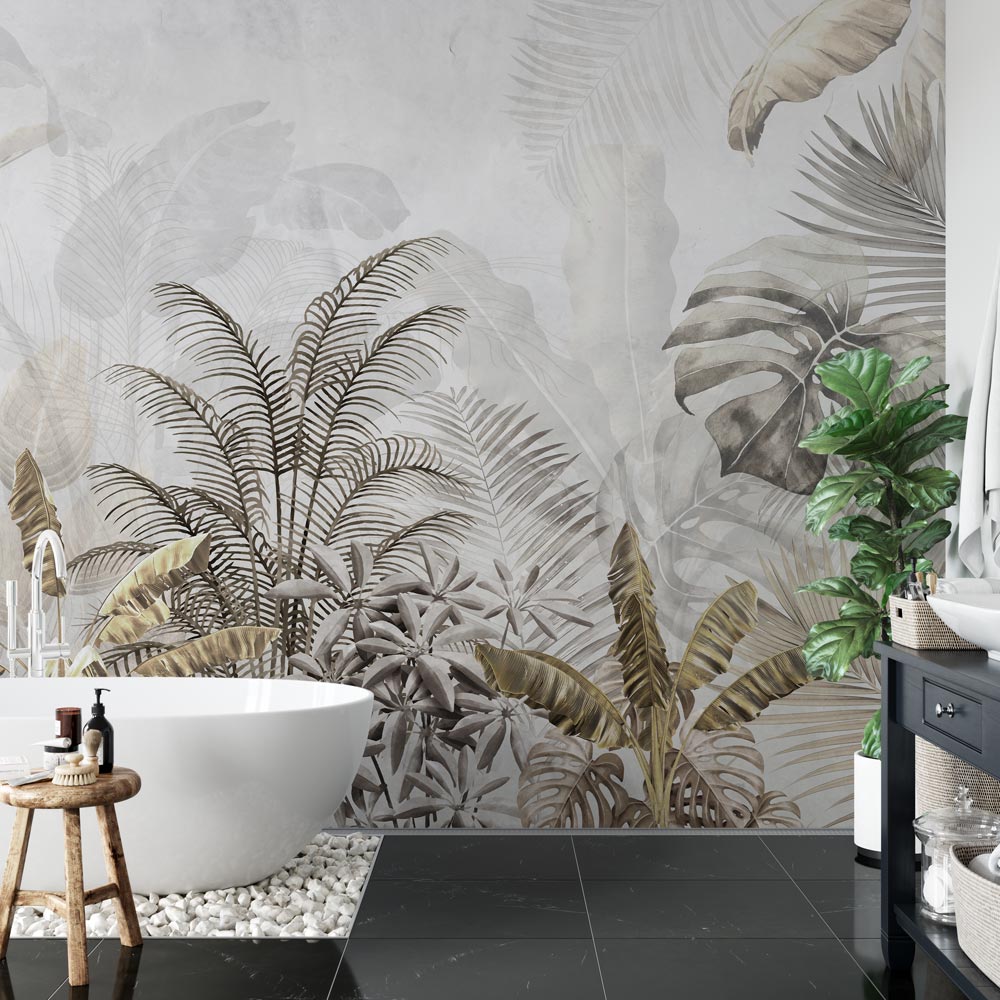 Badkamer behang Jungle in taupe