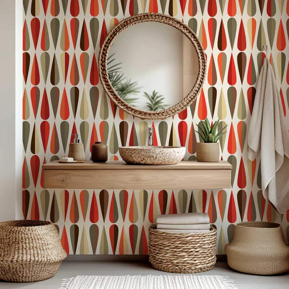 Badkamer behang Retro gekleurde druppels