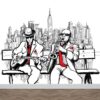 Fotobehang New York muzikanten illustratie rood