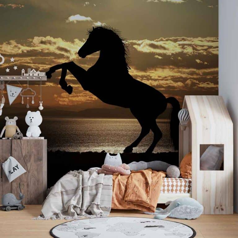 Fotobehang paard in avondzon