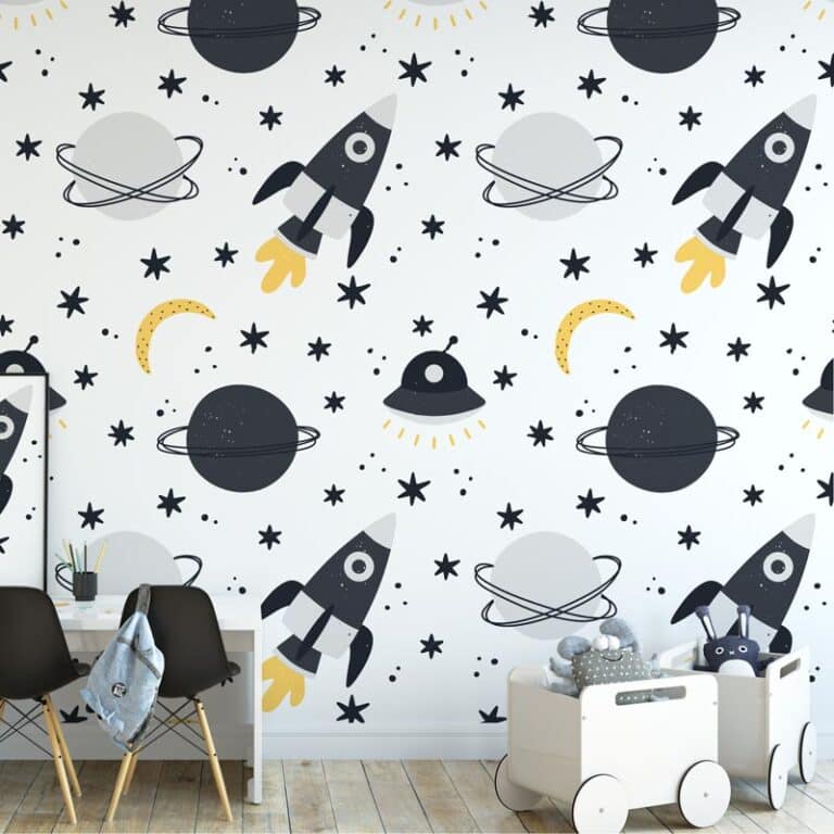 Fotobehang Raket planeet patroon