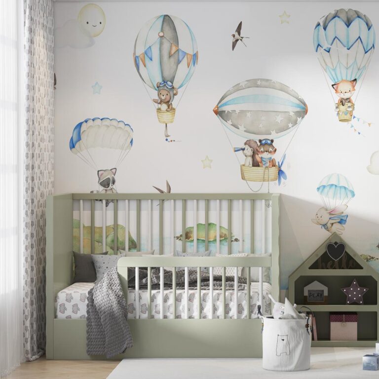 babykamer behang - babybehang - behang babykamer - Kinderbehang Dieren op avontuur