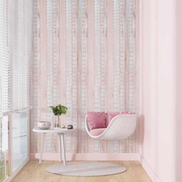 Fotobehang Steigerhout roze