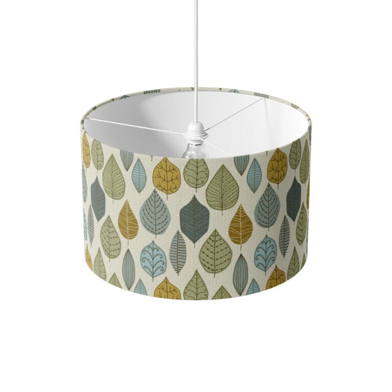 Lampenkap Blauw groene bladeren