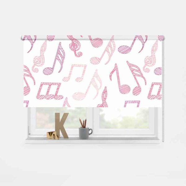 Rolgordijn Muzieknoten (roze)