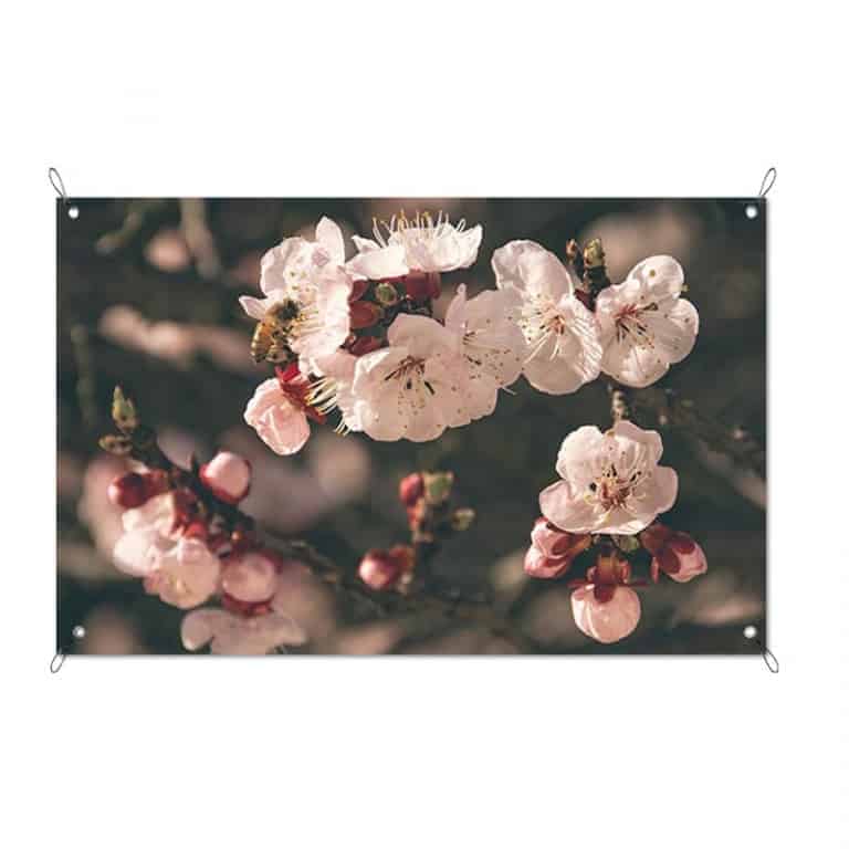 Tuinposter roze bloemetjes