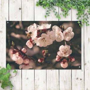 Tuinposter roze bloemetjes 1