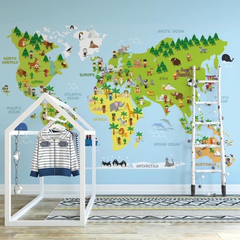 Kinderbehang Speelse wereldkaart