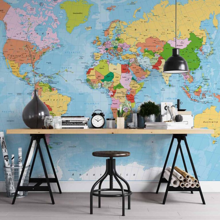 Fotobehang Wereldkaart