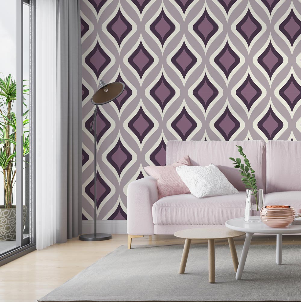 Fotobehang Retro wokkel patroon roze- Retro behang - fotobehang retro