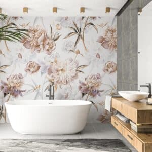 Badkamer behang Romantische bloemen aquarel