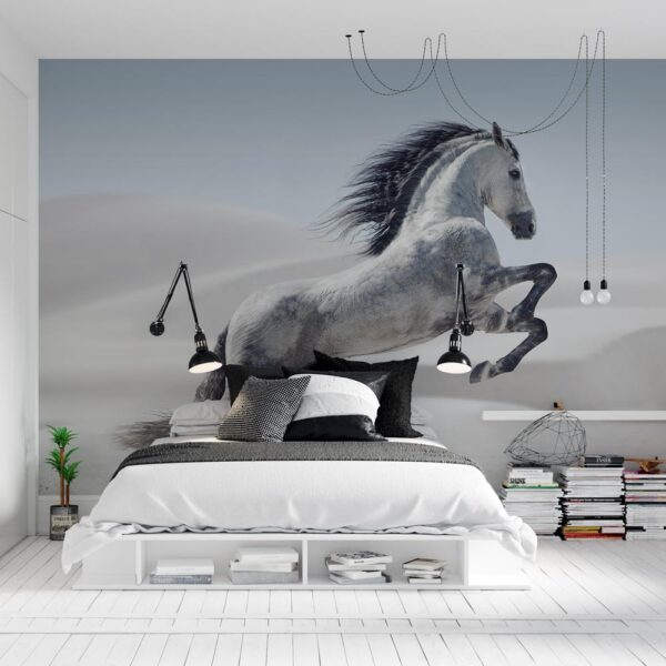 Fotobehang Steigerend wit paard