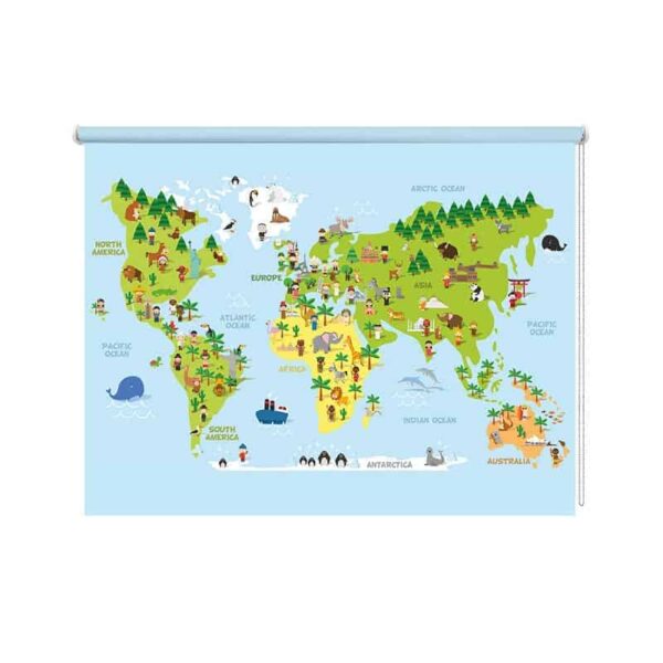 Rolgordijn Speelse wereldkaart