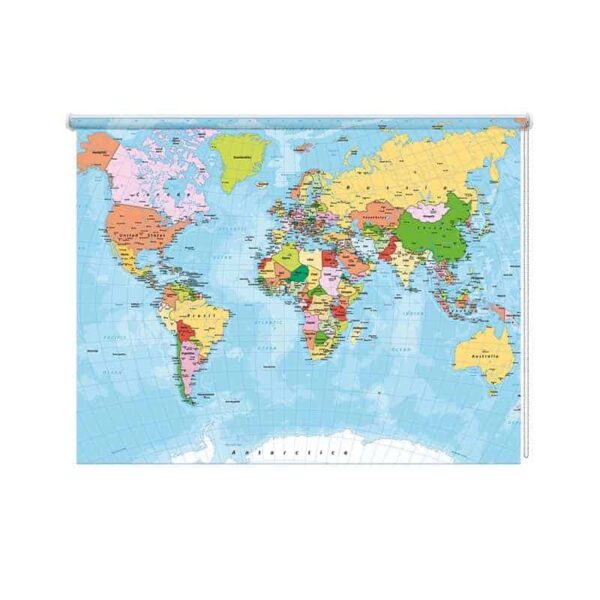 Rolgordijn Wereldkaart