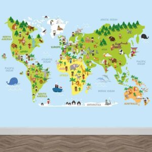 Fotobehang Speelse wereldkaart
