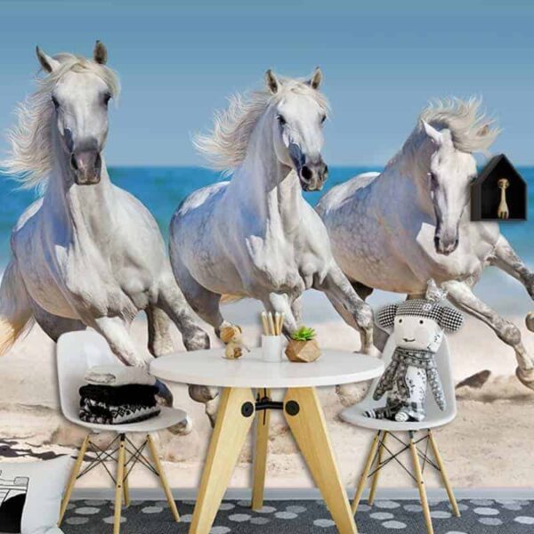 Fotobehang paarden op het strand