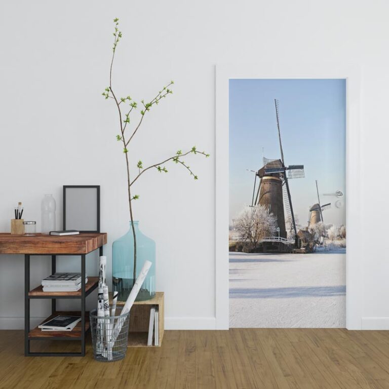 Deursticker Molens in de winter