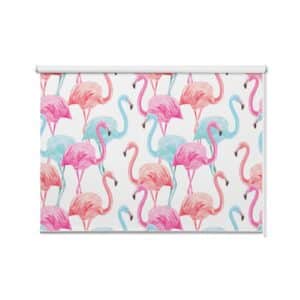 Rolgordijn Tropische flamingo patroon