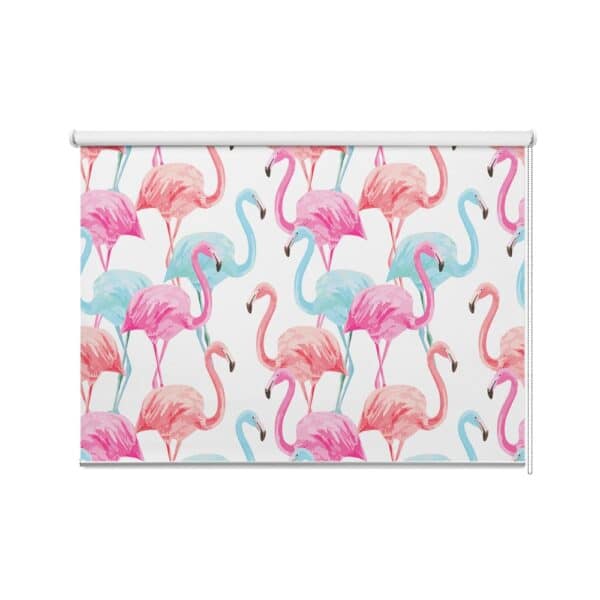 Rolgordijn Tropische flamingo patroon