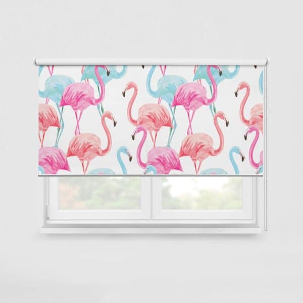 Rolgordijn Tropische flamingo patroon