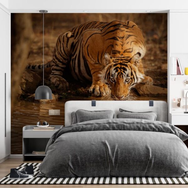 Fotobehang drinkende tijger