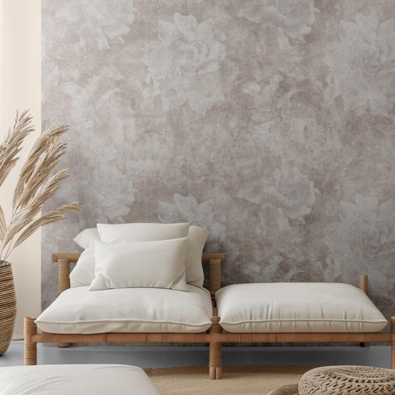 fotobehang Rozen betonlook