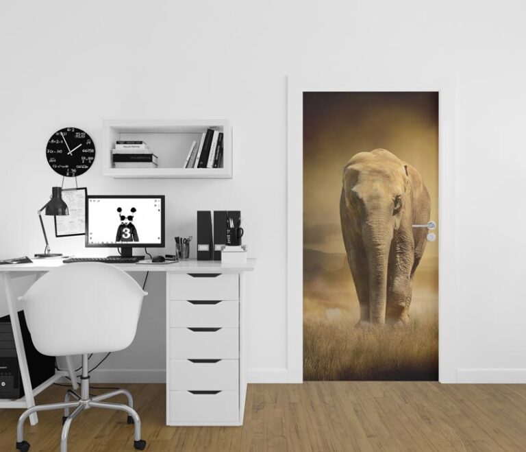 Deursticker Olifanten in de namibwoestijn