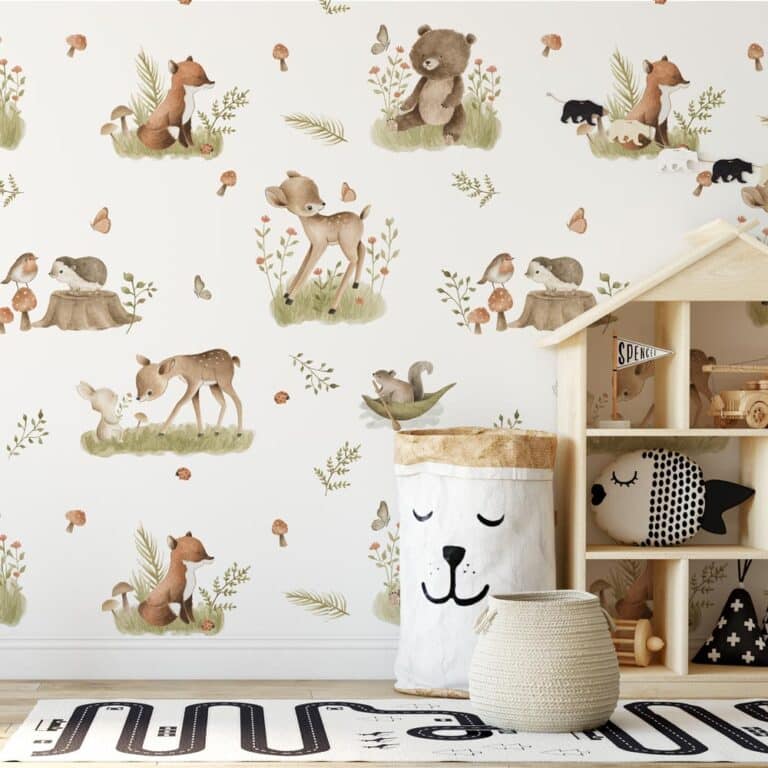 Kinderbehang Gezellige bosdieren - kinderbehang bosdieren