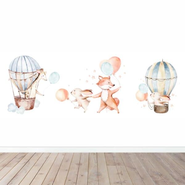Kinderbehang Vrolijke dieren met ballonnen