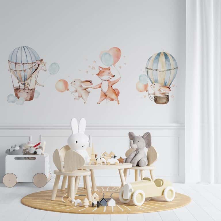 Kinderbehang Vrolijke dieren met ballonnen