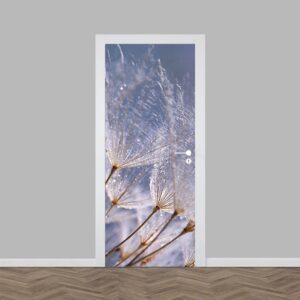 Deursticker Dandelion grijs blauw