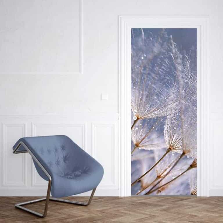 Deursticker Dandelion grijs blauw 1