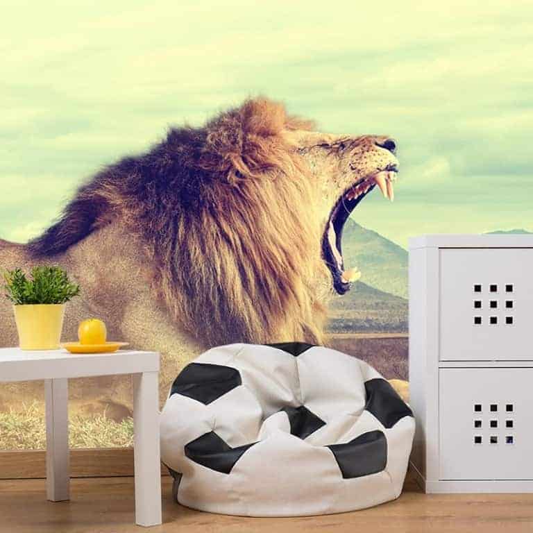 Fotobehang gapende leeuw