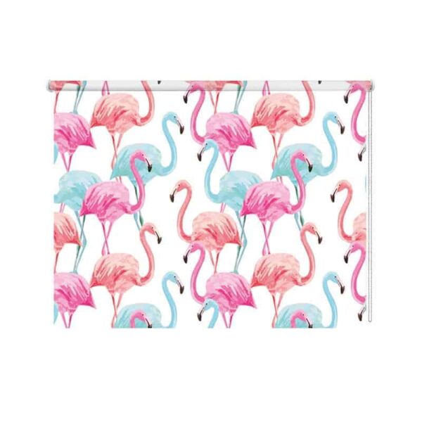 Rolgordijn tropische flamingo patroon