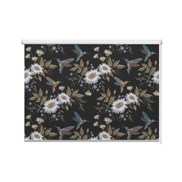 rolgordijn Kolibrie met bloemen patroon