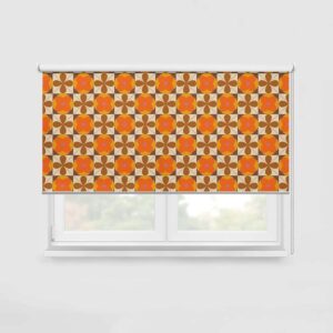 Rolgordijn Retro patroon fleurig oranje - rolgordijn - retro rolgordijn