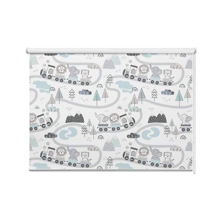 Rolgordijn Vrolijke dieren in trein