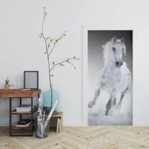 deursticker Rennend paard wit