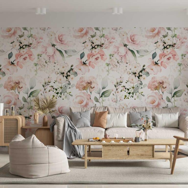 Fotobehang Klassieke pioenrozen aquarel