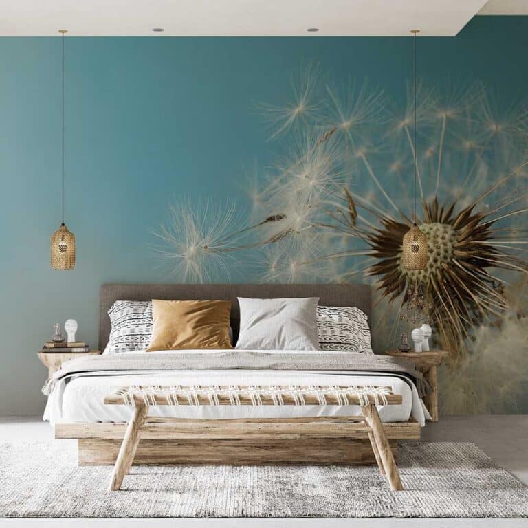 Fotobehang Paardenbloem in de wind