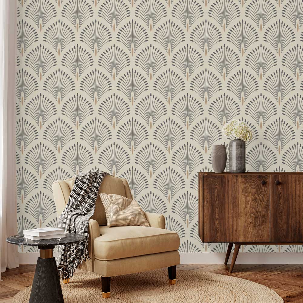 Fotobehang Art deco patroon waaier