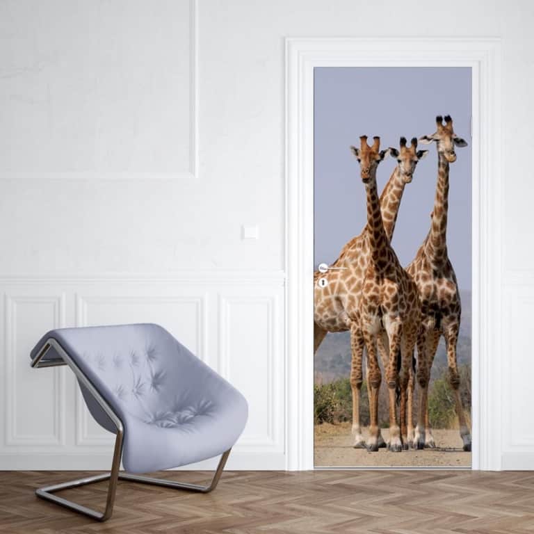 Deursticker starende giraffe