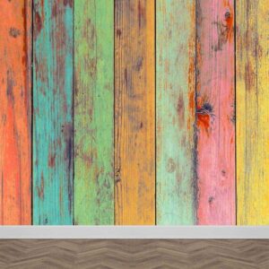 Fotobehang gekleurd steigerhout