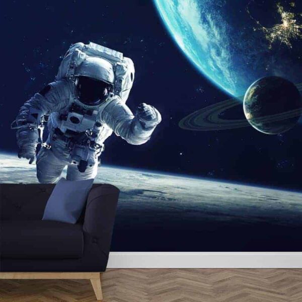 Fotobehang Astronaut bij aarde
