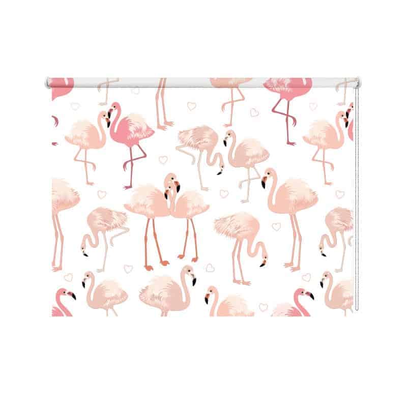 Rolgordijn Flamingo patroon lichtroze