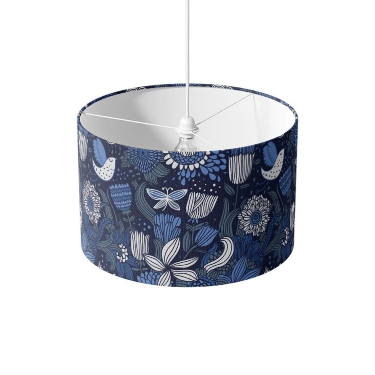 Lampenkap Blauwe bloemen patroon