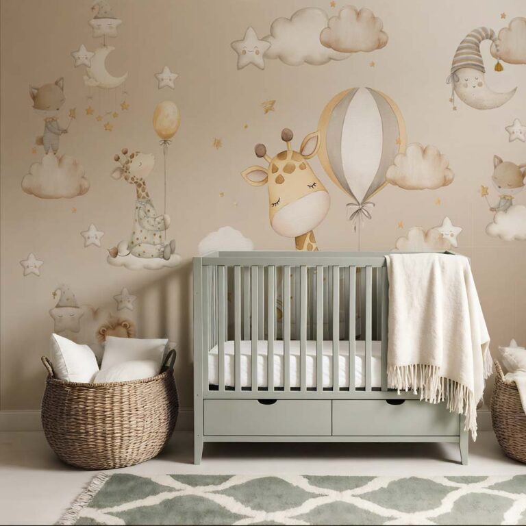 Kinderbehang Slapende dieren tussen wolkjes