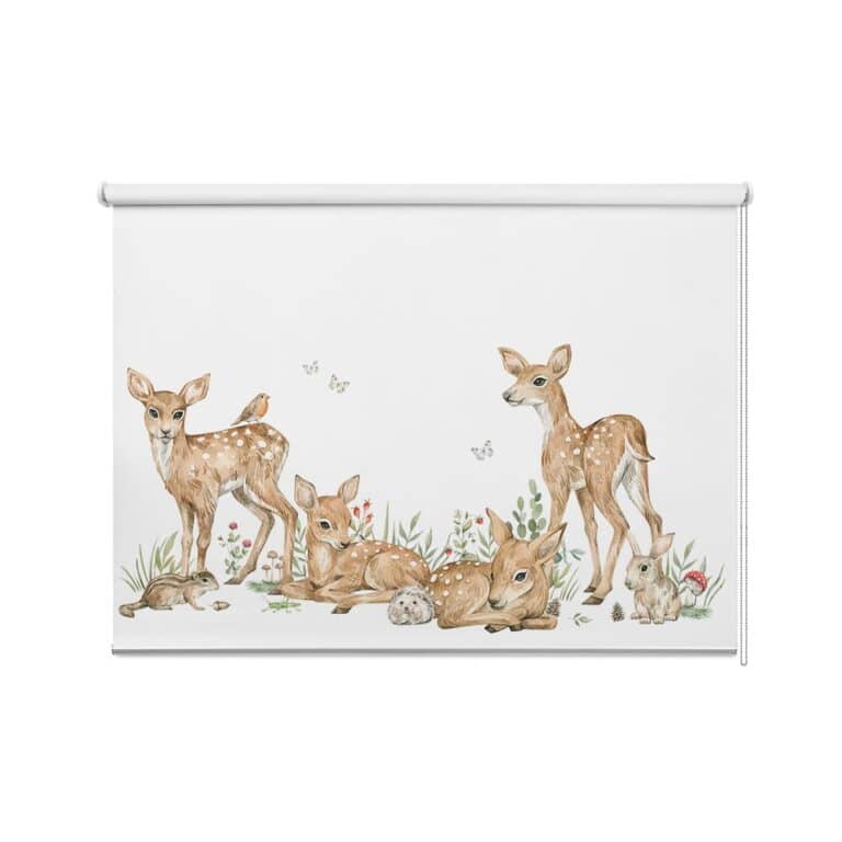 Rolgordijn Lieve bos dieren hertjes